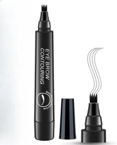 Glovasilk Black Waterproof Eyebrow Pencil, 4 Tip Microblading, Smudge-Proof & Long-Lasting