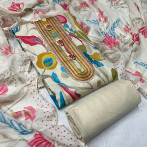 POOJATEXTILE Pure Cotton Printed Salwar Suit Material