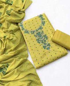 krishna boutique Pure Cotton Embroidered Salwar Suit Material