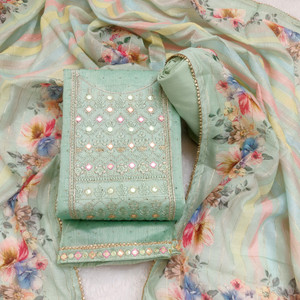 Tavas Chanderi Embroidered Salwar Suit Material