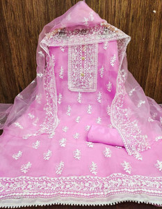 M FASHION Organza Embroidered Salwar Suit Material