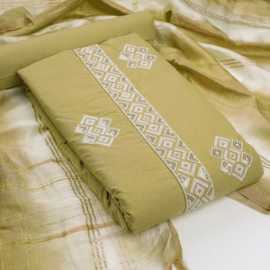 DESIGNERSPOT Satin Embroidered Salwar Suit Material