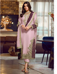 ICEQUBEFAB Georgette Embroidered Salwar Suit Material