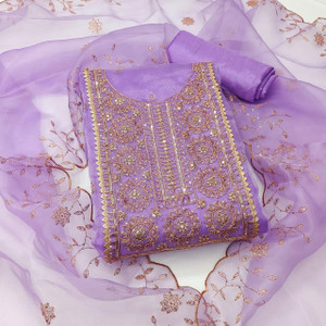 Husnpari Organza Embroidered Salwar Suit Material