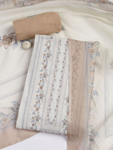 Meena Bazaar Linen Blend Printed Salwar Suit Material