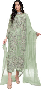 IYALAFAB Organza Embroidered, Embellished Salwar Suit Material