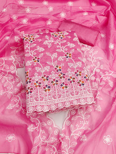 M FASHION Cotton Blend Embroidered Salwar Suit Material