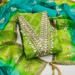 manvaa Organza Embellished Salwar Suit Material