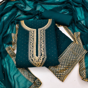 Payal Creation Georgette Solid, Embroidered Salwar Suit Material