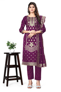 SARVAH Art Silk Self Design Salwar Suit Material