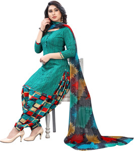 AYKA CLOTHINGS Crepe Floral Print, Embellished, Printed, Geometric Print Salwar Suit Material