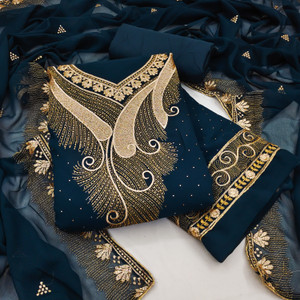 jalpa fashion Georgette Embroidered Salwar Suit Material
