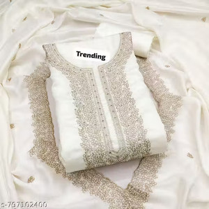 TRYSTON Cotton Silk Embroidered Salwar Suit Material