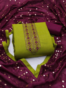 kritanya creation Cotton Blend Embroidered Kurta & Churidar Material