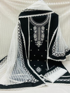 vineedarsh Cotton Blend Embroidered Salwar Suit Material