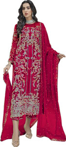 Uday Fashion Net/Lace Embroidered Salwar Suit Material