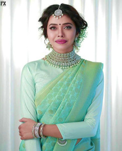 LIMVRUX Woven, Animal Print, Embroidered, Floral Print, Hand Painted, Printed, Solid/Plain, Applique Kanjivaram Jacquard, Pure Silk Saree