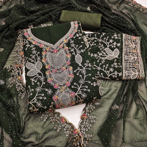 Fashcon Georgette Embroidered Salwar Suit Material