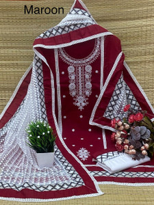 vineedarsh Cotton Blend Self Design Salwar Suit Material