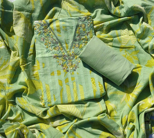 ABODH COLOURS Pure Cotton Embroidered, Printed Salwar Suit Material