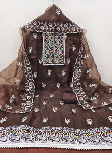 M FASHION Organza Embroidered Salwar Suit Material