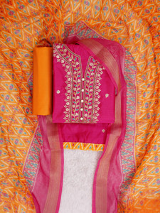 Tavas Chanderi Embroidered Salwar Suit Material