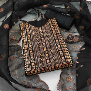 JAKHITARA Organza Embroidered Salwar Suit Material