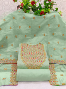Tavas Chanderi Embroidered Salwar Suit Material