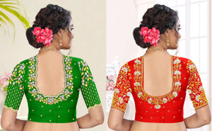 SRIBALAJIESTORE Art Silk Embroidered Blouse Material