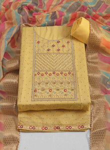 Tavas Chanderi Embroidered Salwar Suit Material