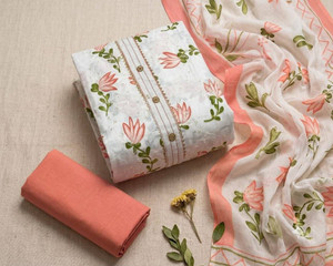 Stylish Designer Cotton Blend Printed Kurta & Churidar Material