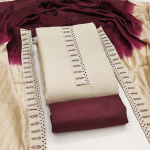 SRPOLYTEX Cotton Blend Embroidered Salwar Suit Material