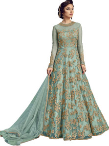 Bhumik Enterprise Net/Lace Embroidered Kurta & Palazzo Material
