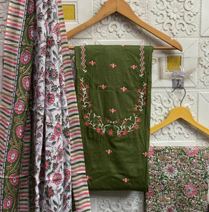 Meghdoot Textiles Pure Cotton Embroidered Salwar Suit Material