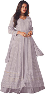 KAPANKU Georgette Embroidered Gown/Anarkali Kurta & Bottom Material