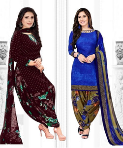 YASHIKA Crepe Solid, Printed, Geometric Print Salwar Suit Material
