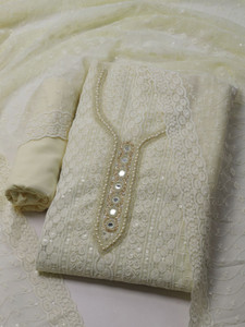 Meena Bazaar Georgette Embroidered Salwar Suit Material