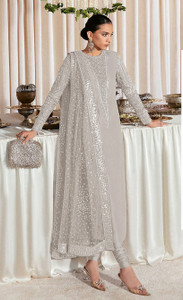 HEER FASHION Georgette Embroidered Salwar Suit Material
