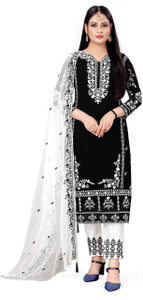 ZONFAB Georgette Embroidered Salwar Suit Material