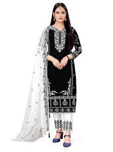 ZONFAB Georgette Embroidered Salwar Suit Material