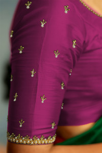 SANA DESIGNER Art Silk Embellished Blouse Material