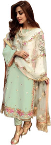 SHAFNUFAB Georgette Embroidered Salwar Suit Material