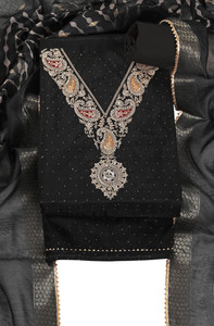 Tavas Cotton Blend Embroidered Salwar Suit Material