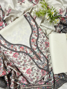 EJS Wool Floral Print Salwar Suit Material