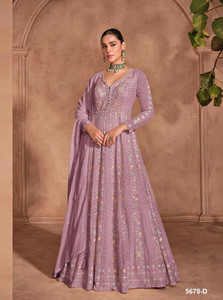 HEER FASHION Chiffon Embroidered Salwar Suit Material