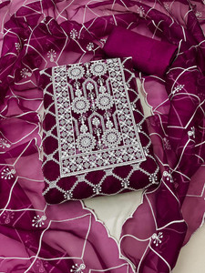 M FASHION Organza Embroidered Salwar Suit Material