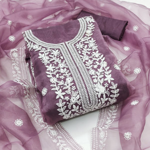 M FASHION Organza Embroidered Salwar Suit Material