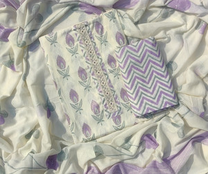 ABODH COLOURS Pure Cotton Self Design, Printed Salwar Suit Material