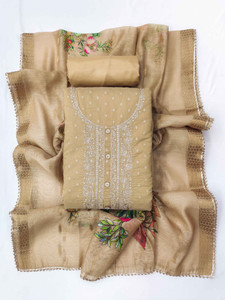 Tavas Chanderi Embroidered Salwar Suit Material