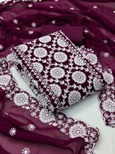 M FASHION Georgette Embroidered Salwar Suit Material